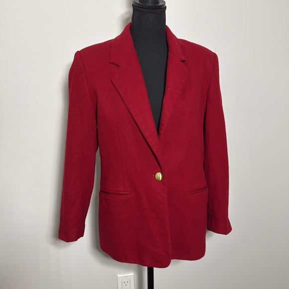 Vintage Jackets & Blazers - Vintage Leslie Fay Red Wool Blazer - Size 8